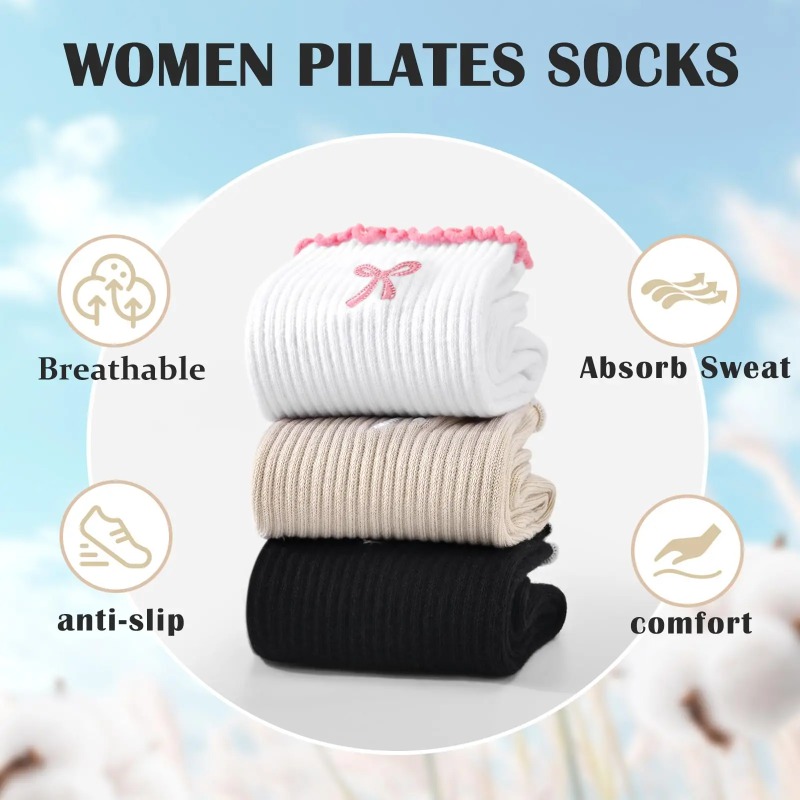 Pilates & Yoga Tina Fehrenbach - Professional Yoga Socks, Cotton Strap Silicone